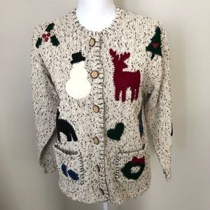 Woolrich Vintage Holiday Silk Cardigan Sweater